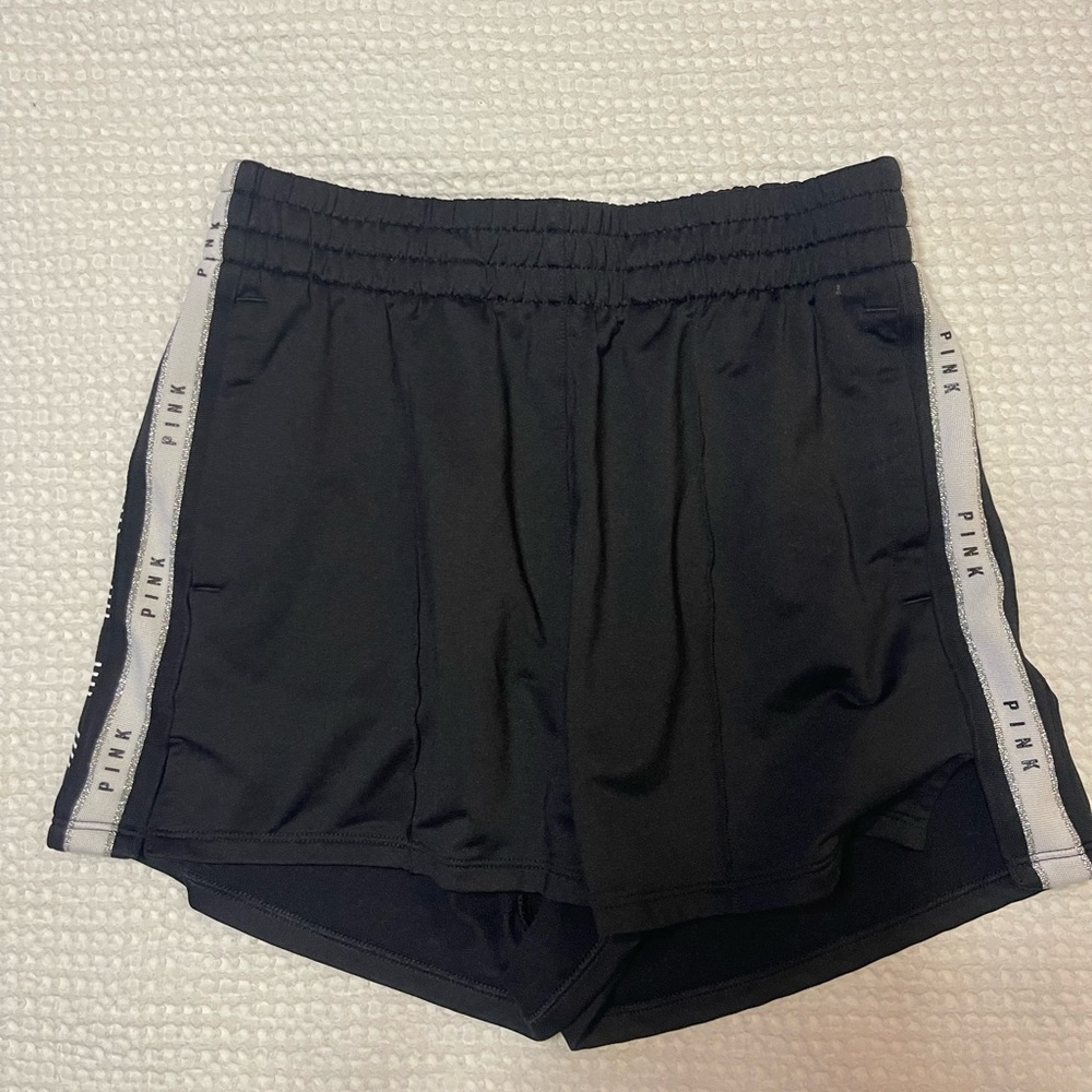 Pink shorts size S black white